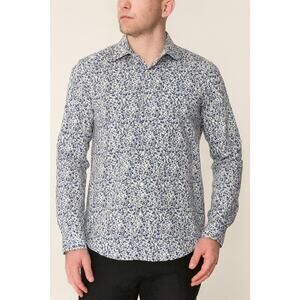 Van Heusen Men’s Blue Floral Button-Down Shirt Size 16 34/35 Long Sleeve